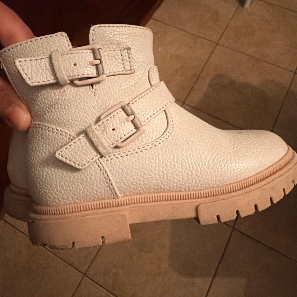 Chic White Kids' Buckle Boots